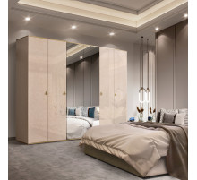 Шестистворчатый шкаф для одежды с зеркалом Rimini РМШ1/6 (латте)